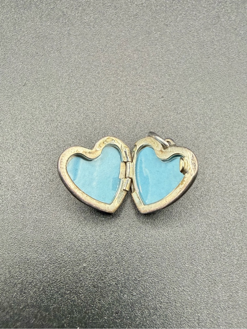 Tiffany & Co Sterling Silver Blue Heart Locket Pendant Jewelry Designer Signed